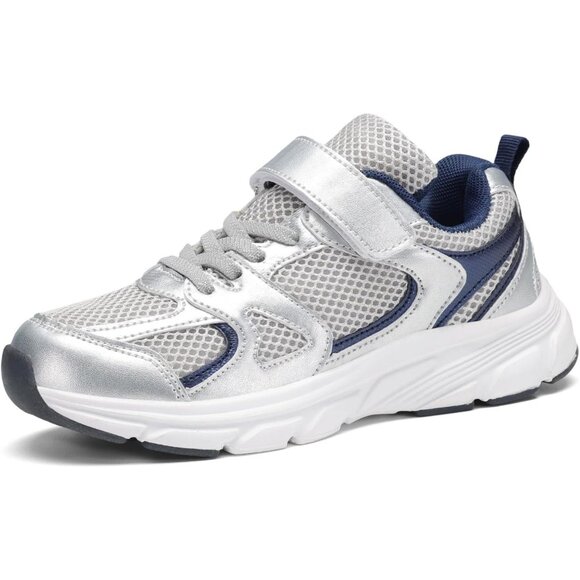 Kids Blue/Grey Casual Lightweight Breathable Classic Adjustable Running Sneaker - Picture 1 of 7